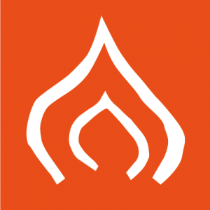 Feuer-Icon auf orangenem Hintergrund